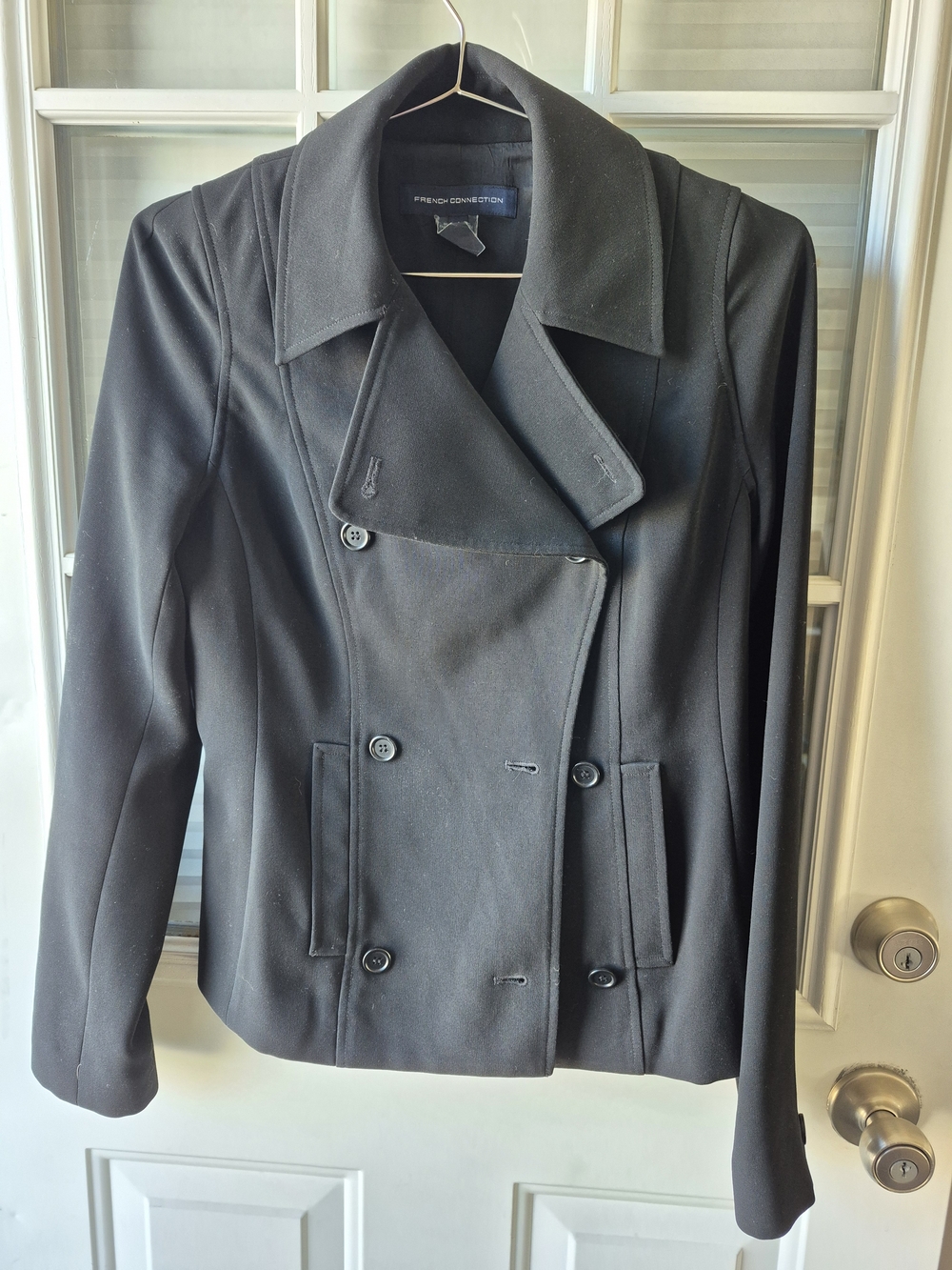 French Connection Black Double-Breasted Jacket with Wide Lapel